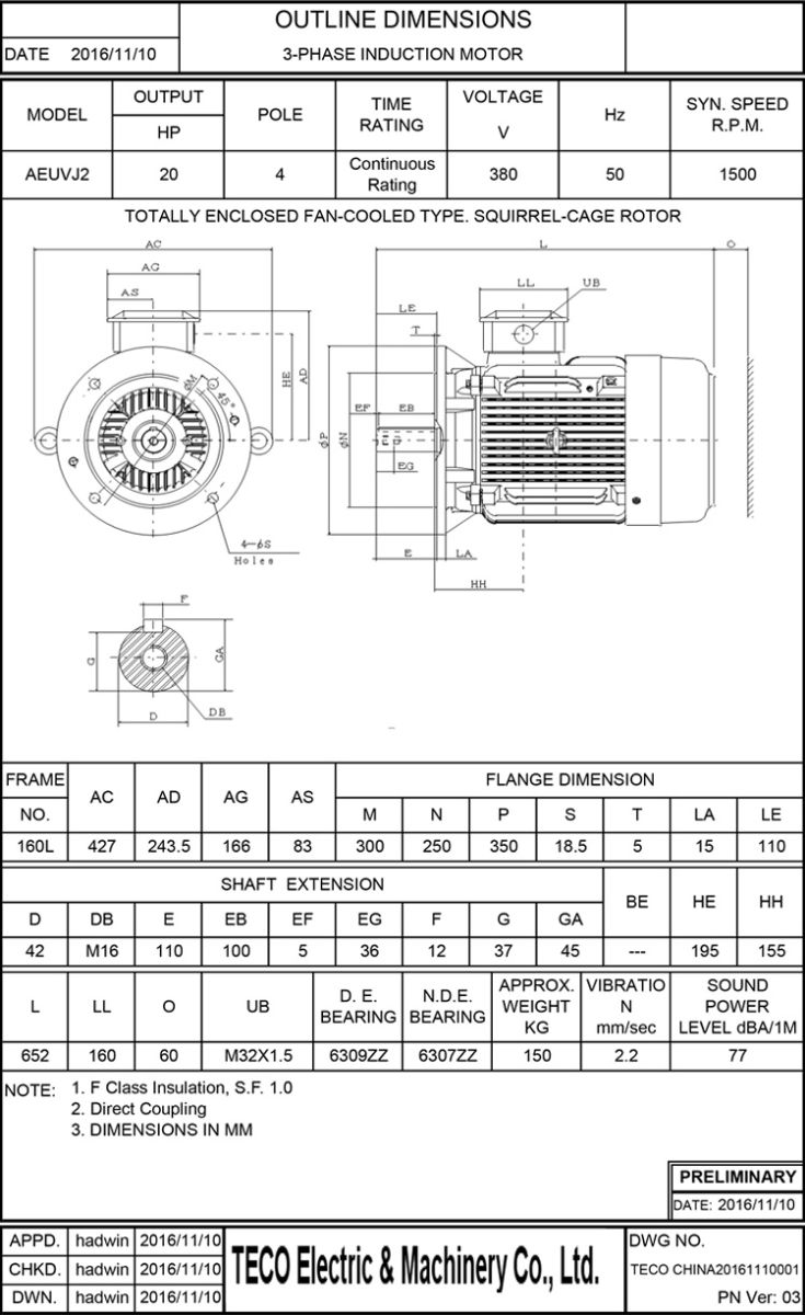 东元15KW 4P 立式节能电机图纸